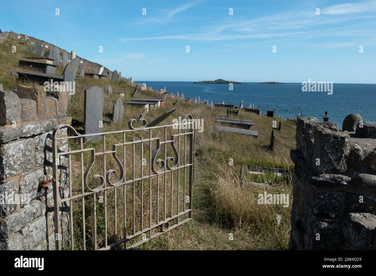 Cimetière, Aberdaron, péninsule de Lleyn, Gwynedd, pays de Galles, ROYAUME-UNI Banque D'Images