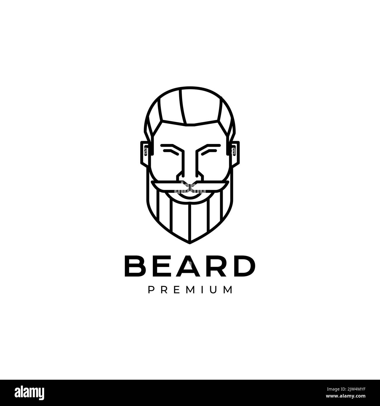 visage sourire cool homme barbe logo de coiffure Illustration de Vecteur