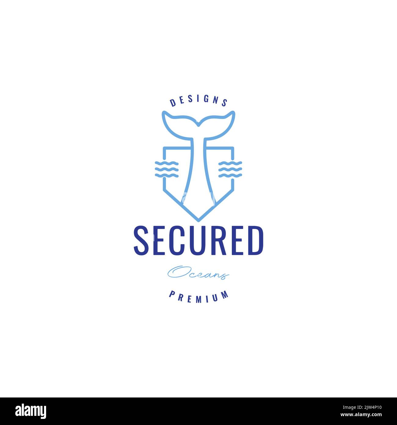 écusson avec logo de queue de baleine Illustration de Vecteur