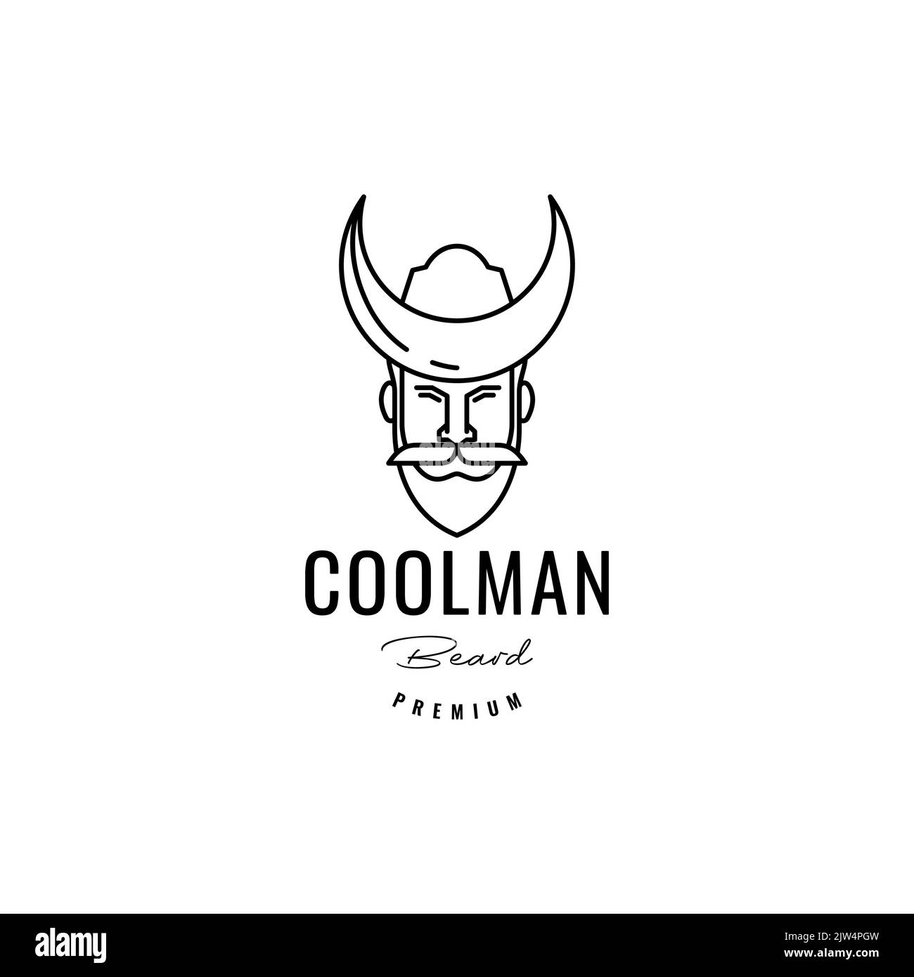 barbe old man avec logo chapeau unique Illustration de Vecteur