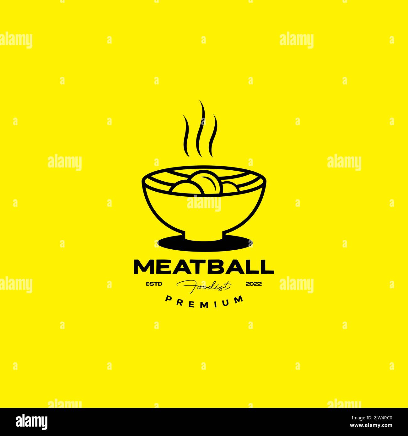 délicieux meatball avec logo de bol Illustration de Vecteur