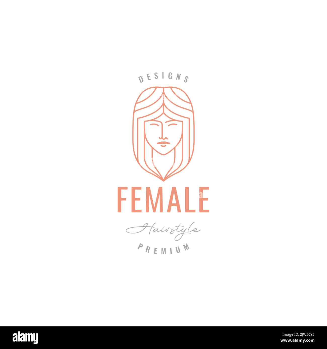 esthétique visage femmes cheveux droit logo design Illustration de Vecteur