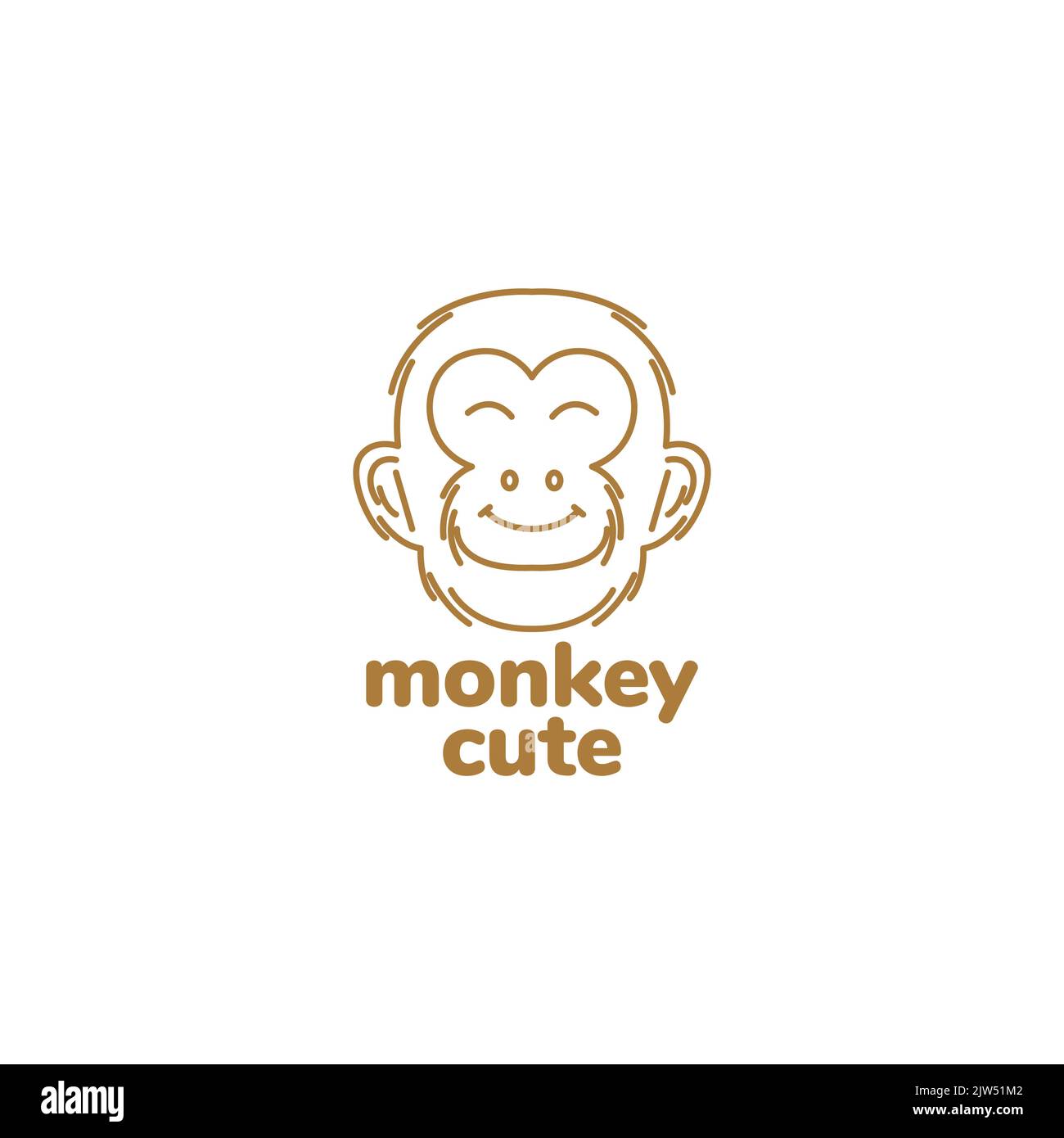 visage mignon sourire singe logo singe Illustration de Vecteur