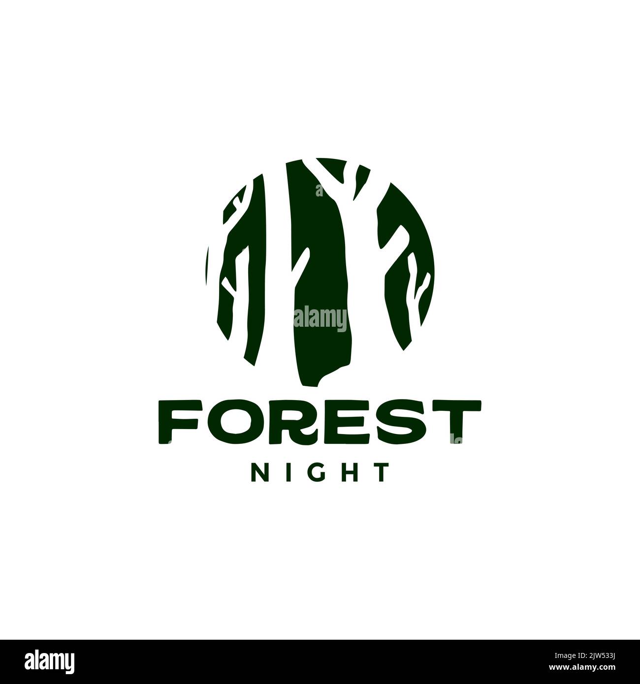 logo dark trees forest night Illustration de Vecteur