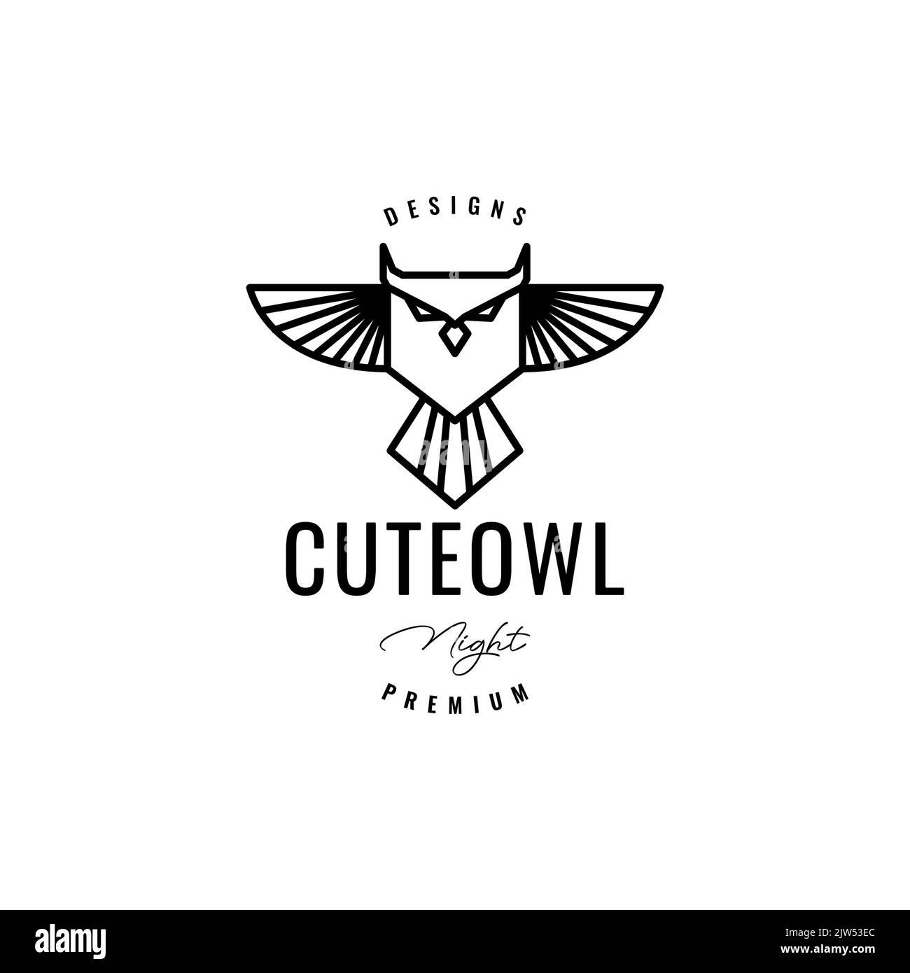 petit owlet essayer de voler logo conception Illustration de Vecteur