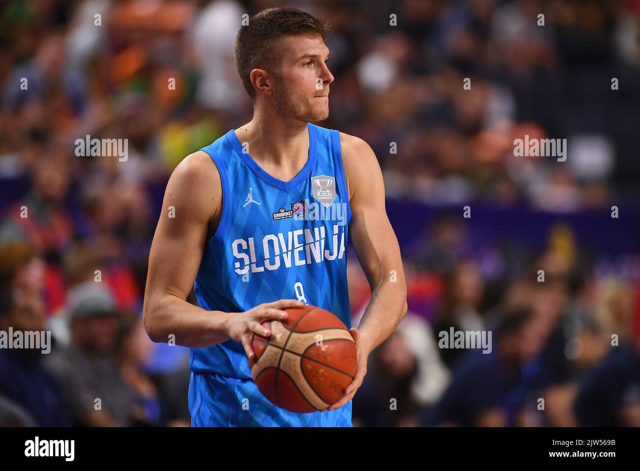 COLOGNE, ALLEMAGNE - 1 SEPTEMBRE 2022 : Edo Muric. Le match de basket-ball de l'Eurobasket 2022 Hongrie - Slovénie Banque D'Images