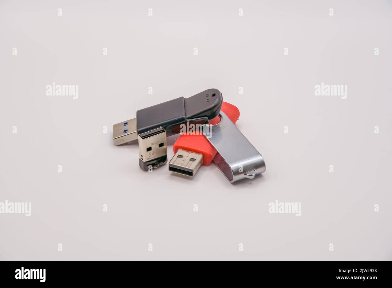 Gros plan de trois clés USB 3,1 pour périphérique de stockage portable Banque D'Images