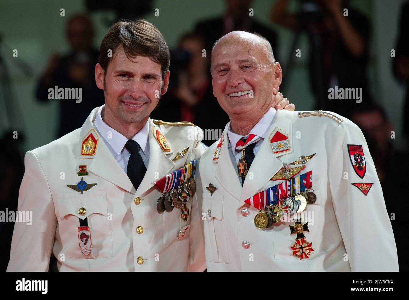 Mario Falak et Charles Eismayer assistent à la première du Maître Gardner lors du Festival International du film de Venise (Mostra) 79th à Venise, Italie sur 03 septembre 2022. Photo d'Aurore Marechal/ABACAPRESS.COM Banque D'Images