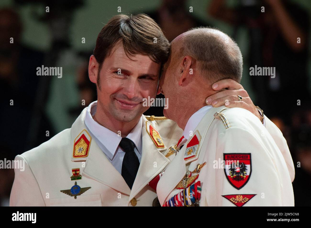 Mario Falak et Charles Eismayer assistent à la première du Maître Gardner lors du Festival International du film de Venise (Mostra) 79th à Venise, Italie sur 03 septembre 2022. Photo d'Aurore Marechal/ABACAPRESS.COM Banque D'Images