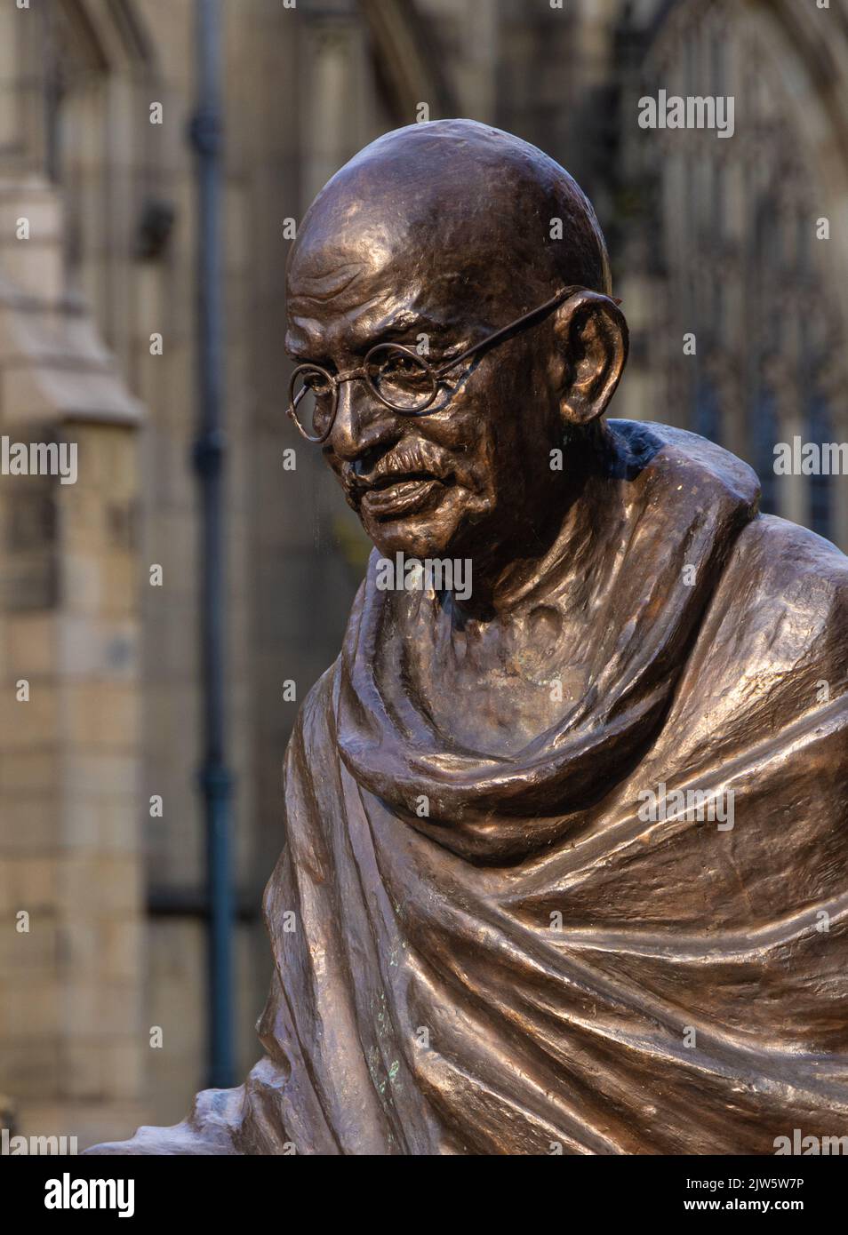 Statue du Mahatma Gandhi dans la ville de Manchester Banque D'Images