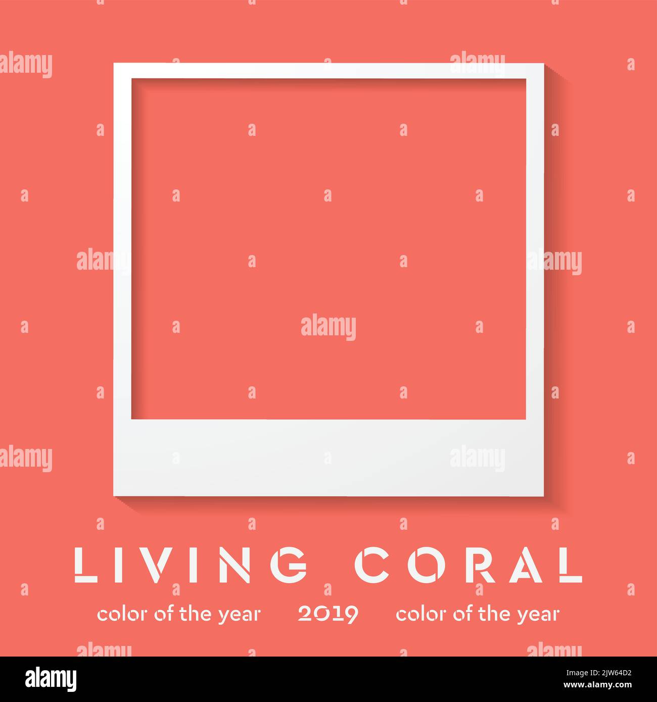 Cadre photo Polaroid avec couleur tendance 2019. Arrière-plan vectoriel de corail vivant Illustration de Vecteur