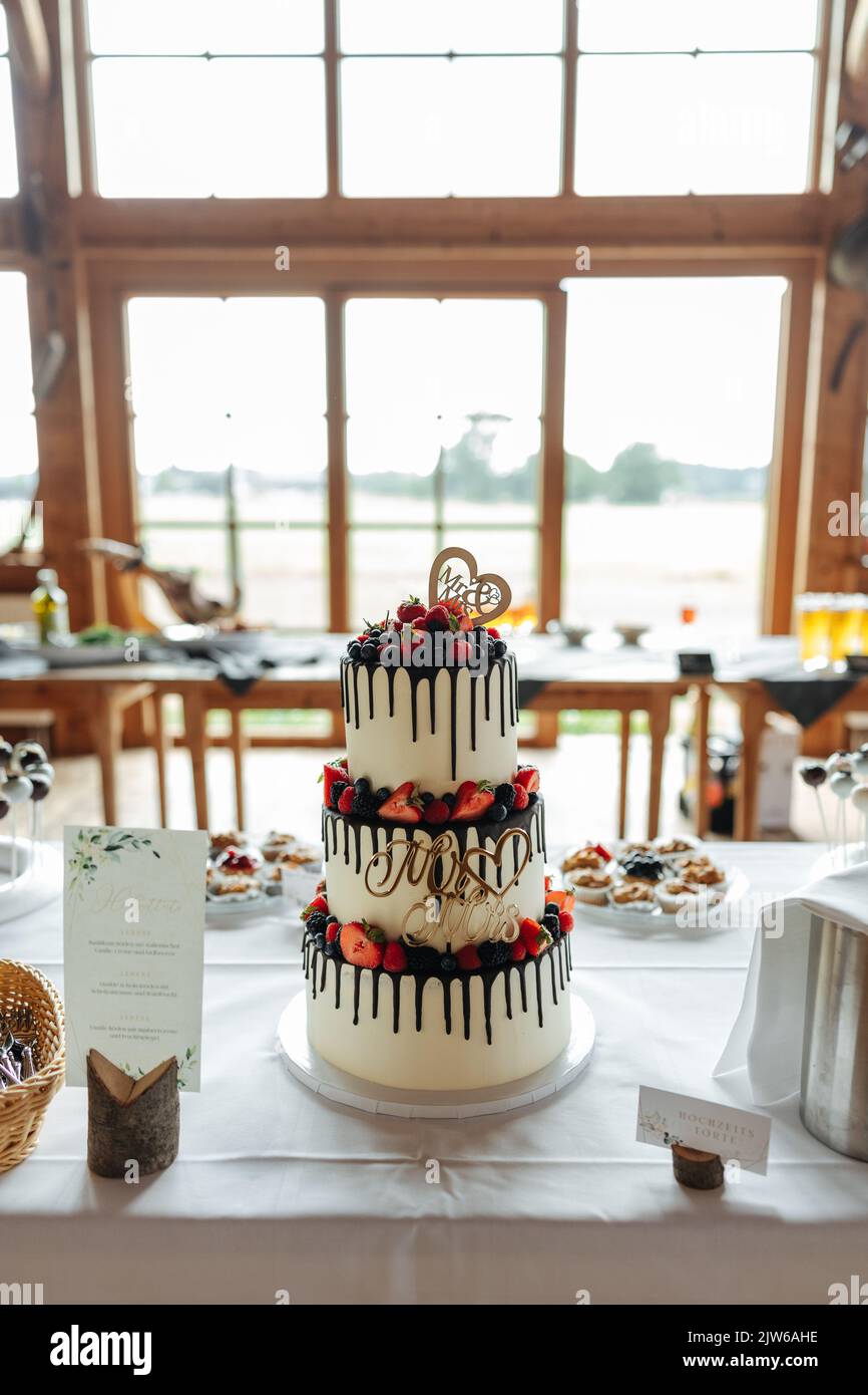 Beau gâteau de mariage close-up Banque D'Images