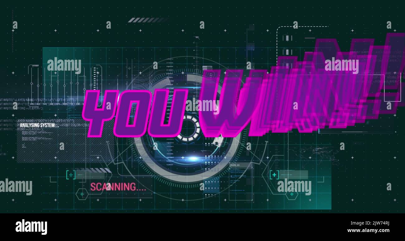 Image de vous gagnez le traitement de texte et de données sur fond noir Banque D'Images