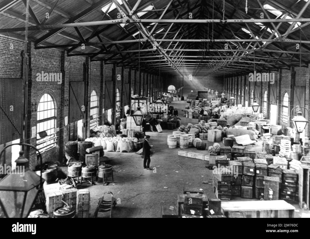 Intérieur du hangar de marchandises de la S.S. à Utrecht. Banque D'Images