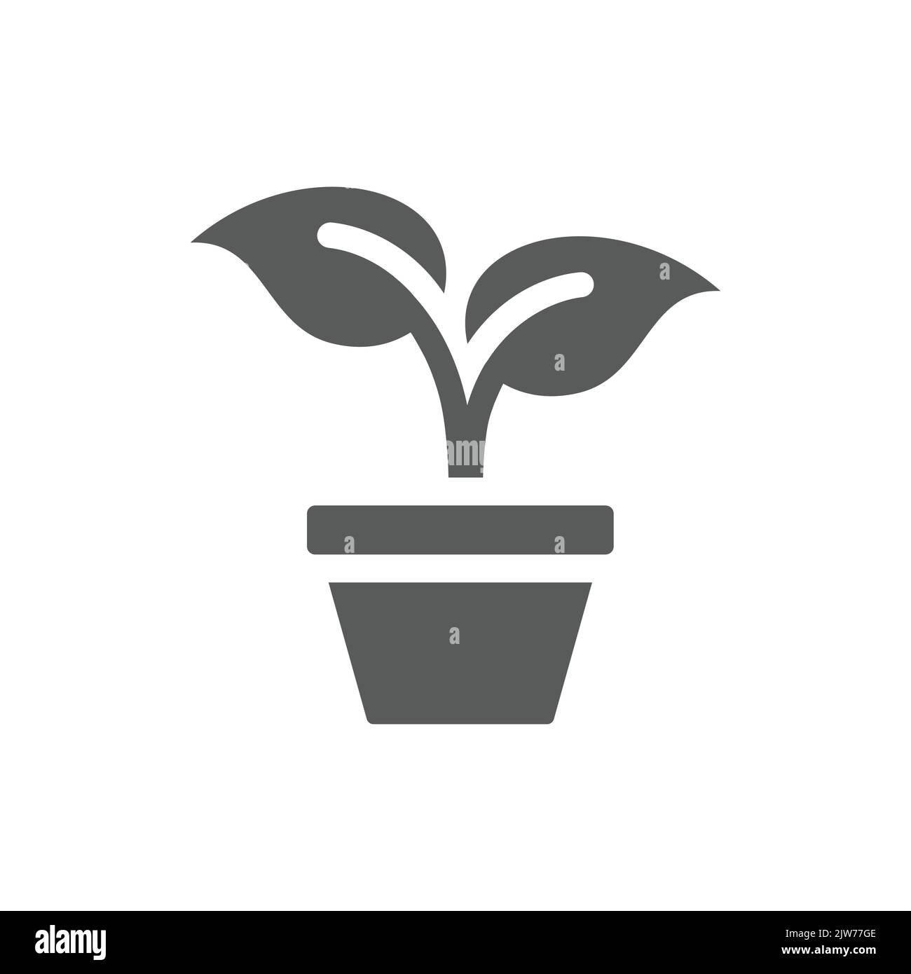 Jeune plante dans une icône de vecteur de pot. Germe en pot ou plantule avec symbole de feuilles remplies. Illustration de Vecteur