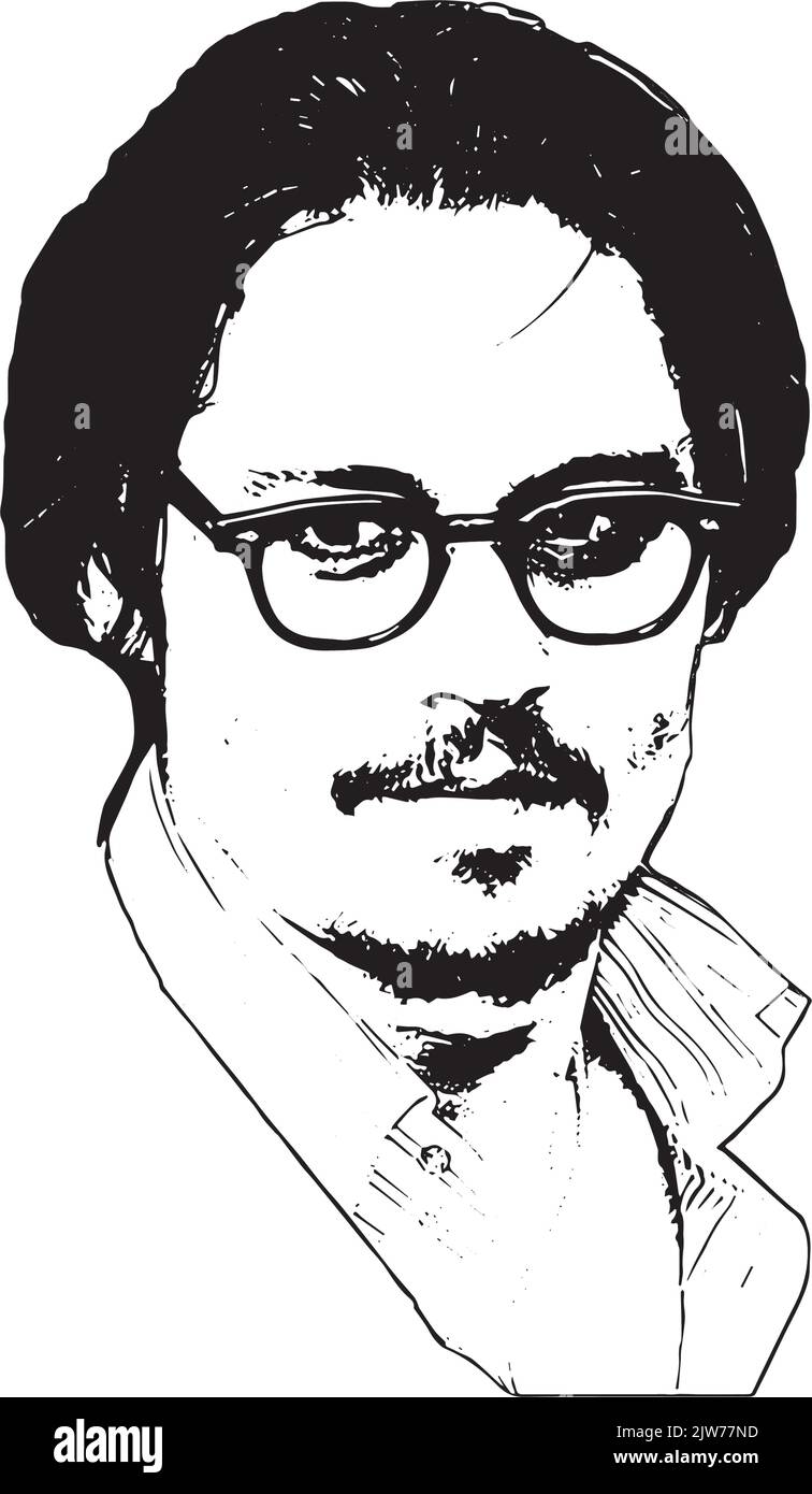 Johnny Depp dessin noir et blanc Illustration de Vecteur