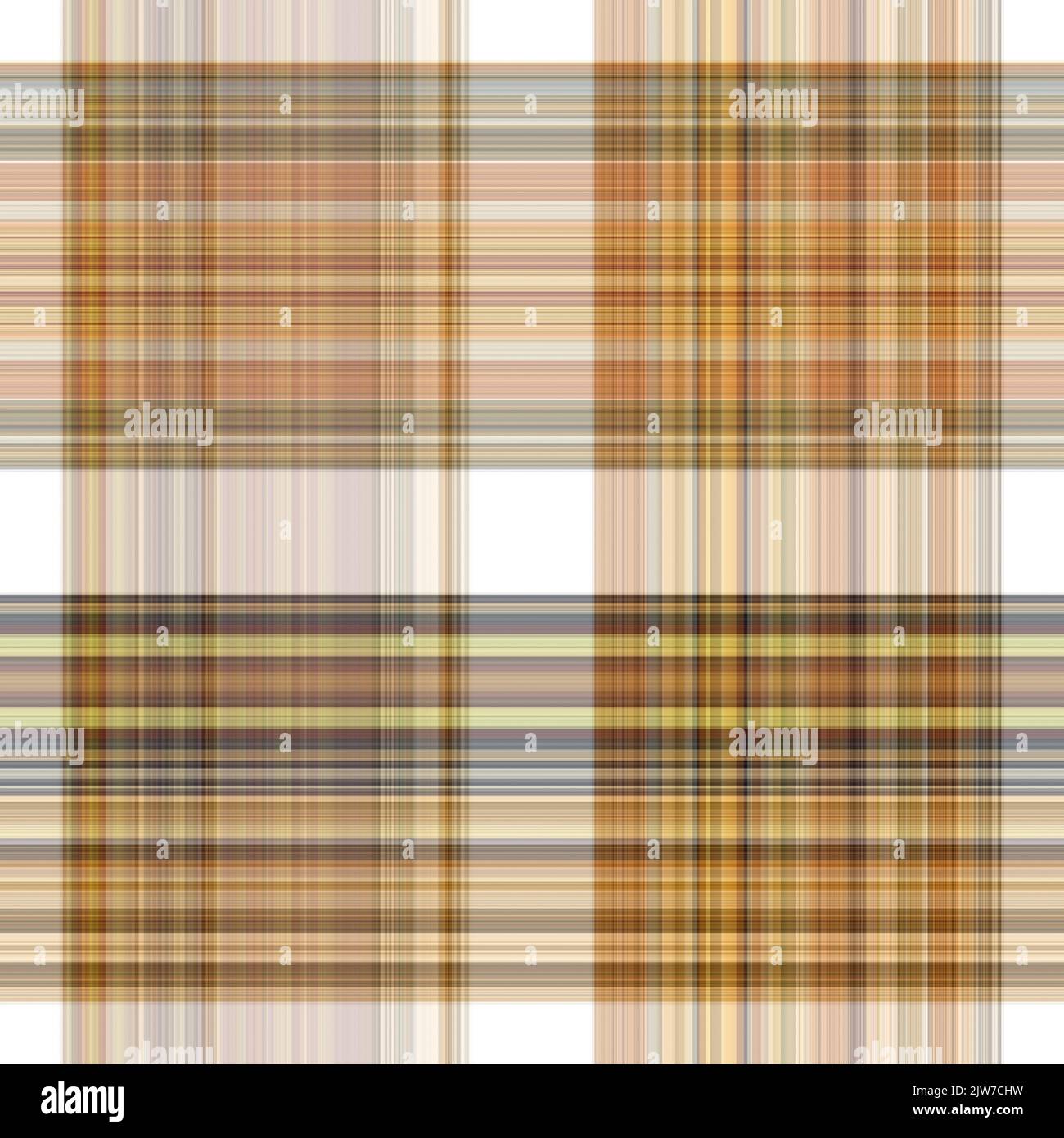 Tissu écossais blanc forêt à motif sans couture. Motif écossais de forêt automnale ton sur ton avec texture organique. Arrière-plan de bande orange pour papier peint rugueux. Banque D'Images