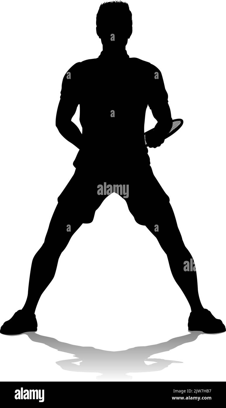 Tennis Silhouette Sport joueur Homme Illustration de Vecteur