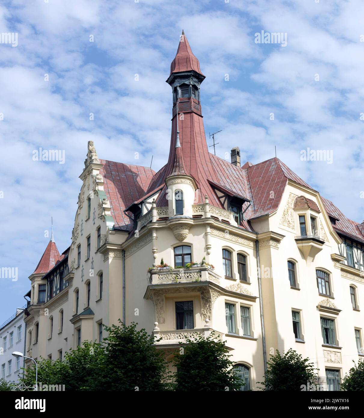 Architecture Art nouveau, bâtiment, façade, Riga, Lettonie, Les pays baltes, l'Europe Banque D'Images