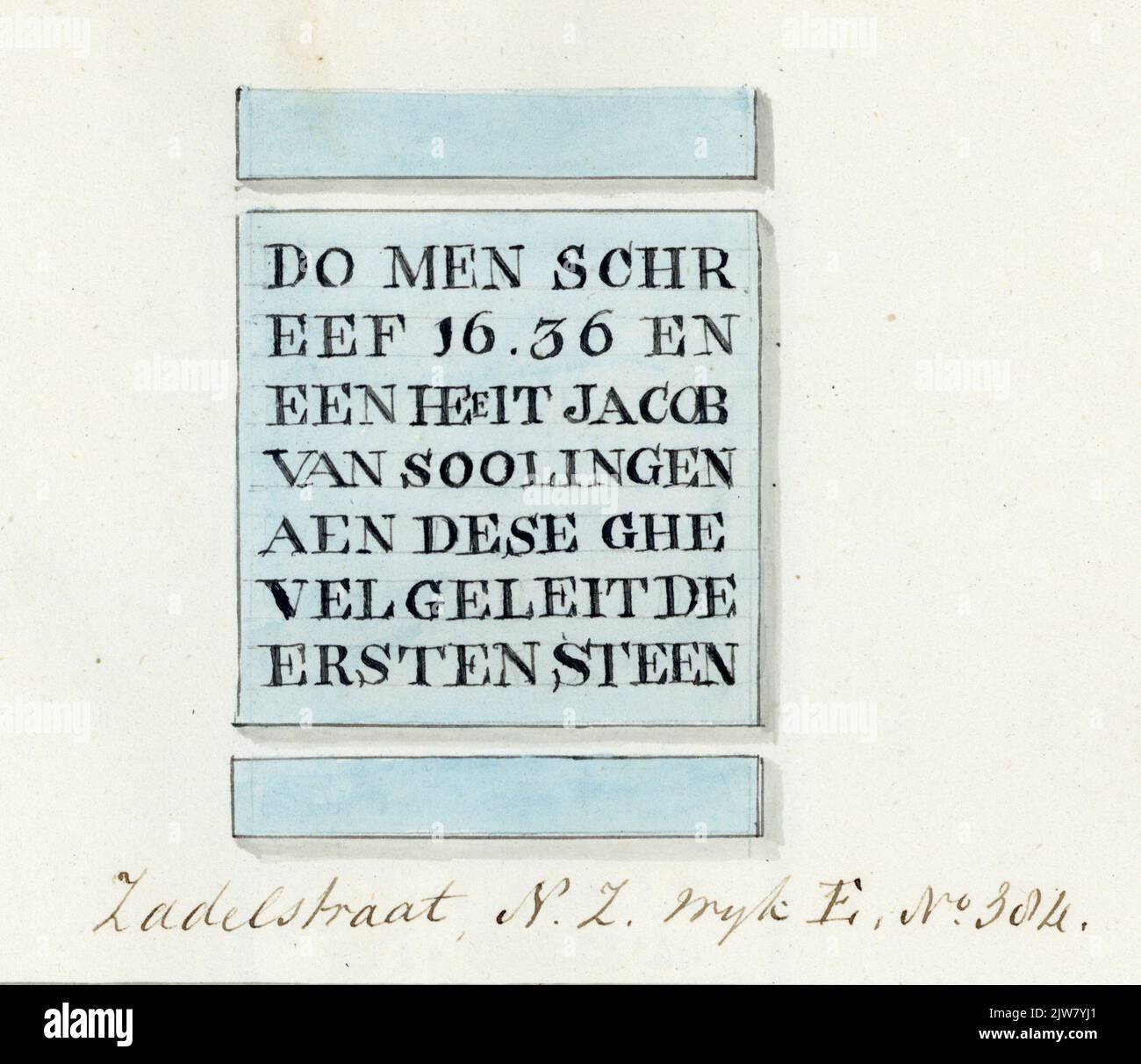 Hommes SCHR / EEF 16,36 et / A heeit Jacob / Van Soolingen / Aen dese / Vel Geleit de / première pierre Banque D'Images