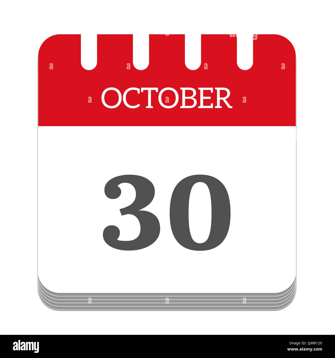 Icône de calendrier 30 octobre Banque D'Images