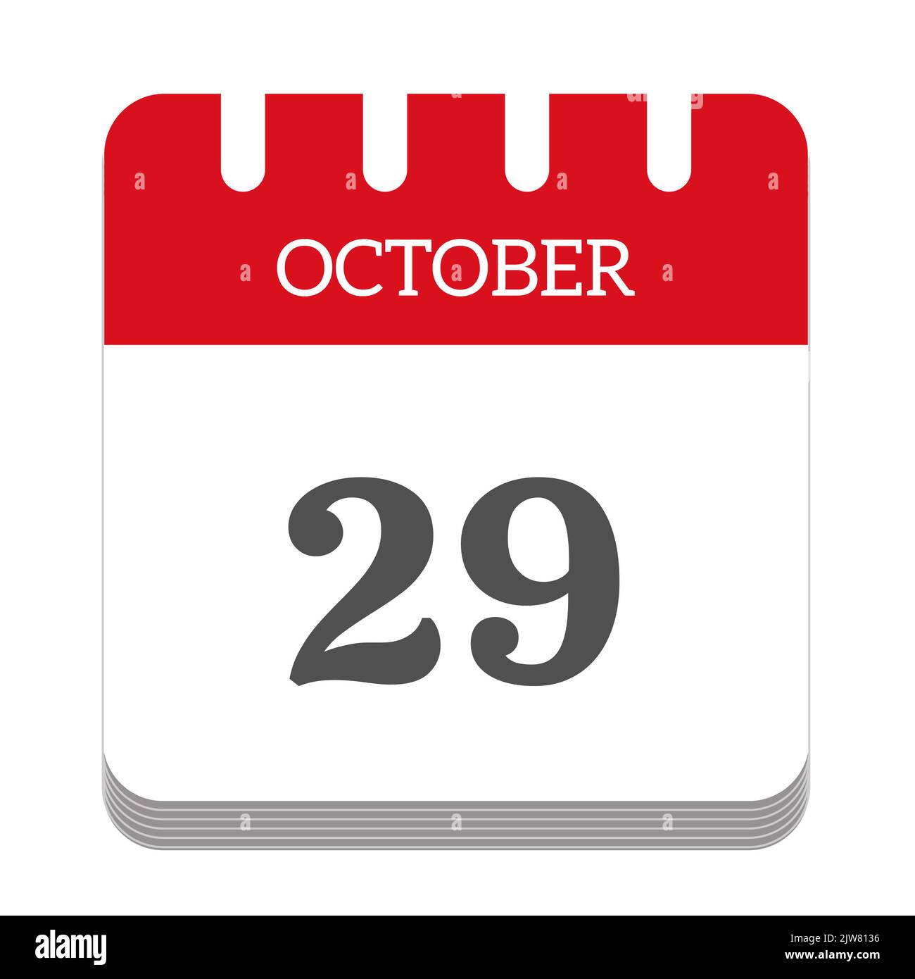 Icône de calendrier 29 octobre Banque D'Images