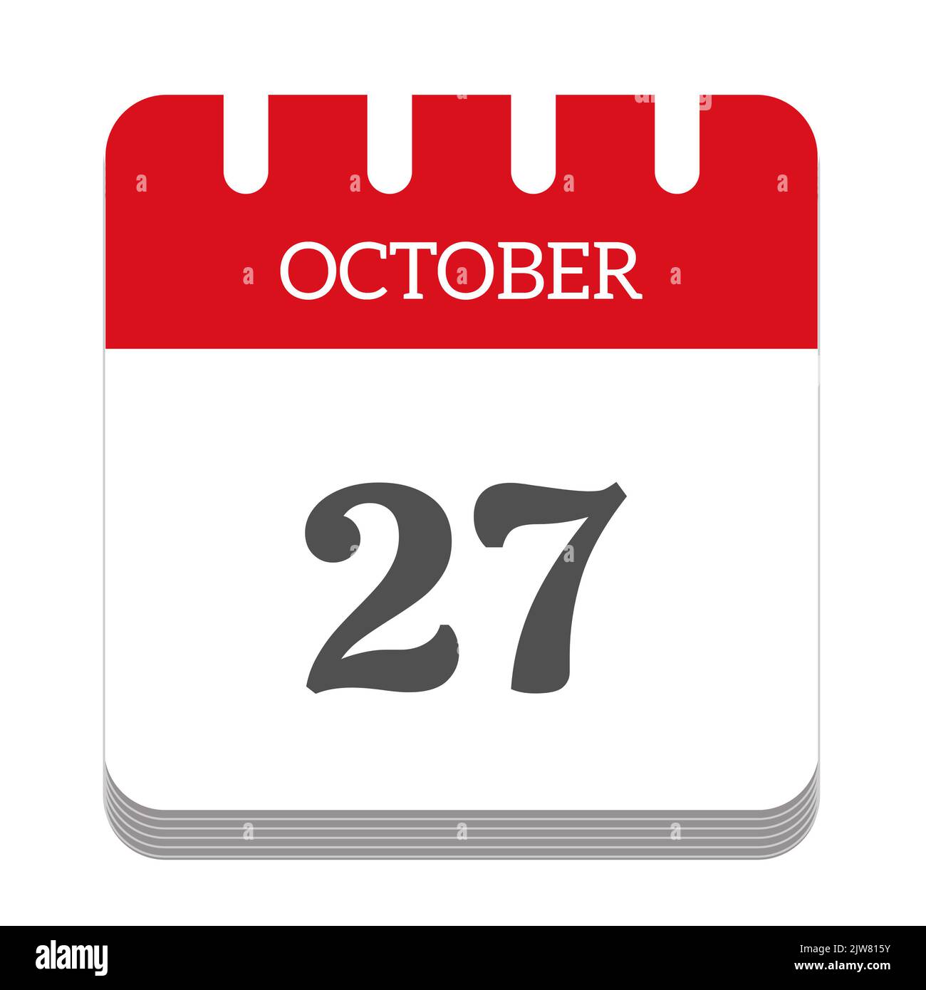 Icône de calendrier 27 octobre Banque D'Images