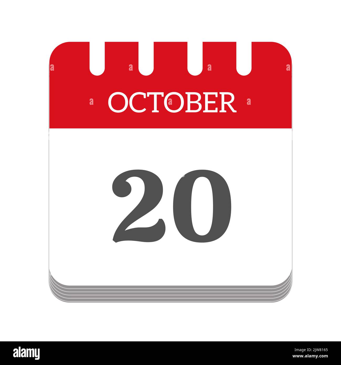 Icône de calendrier 20 octobre Banque D'Images