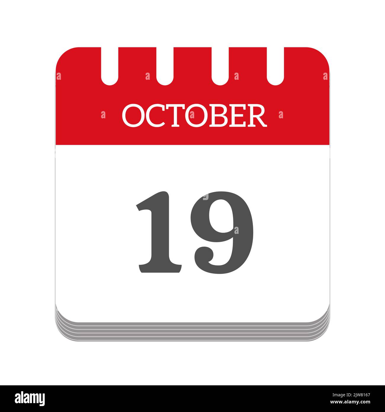 Icône de calendrier 19 octobre Banque D'Images