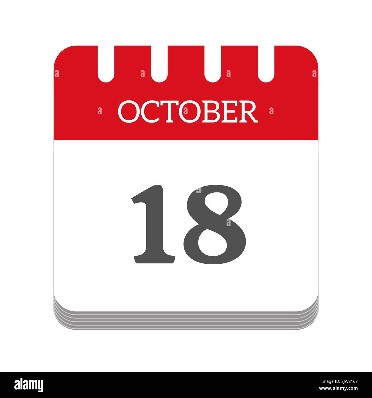 Icône de calendrier 18 octobre Banque D'Images