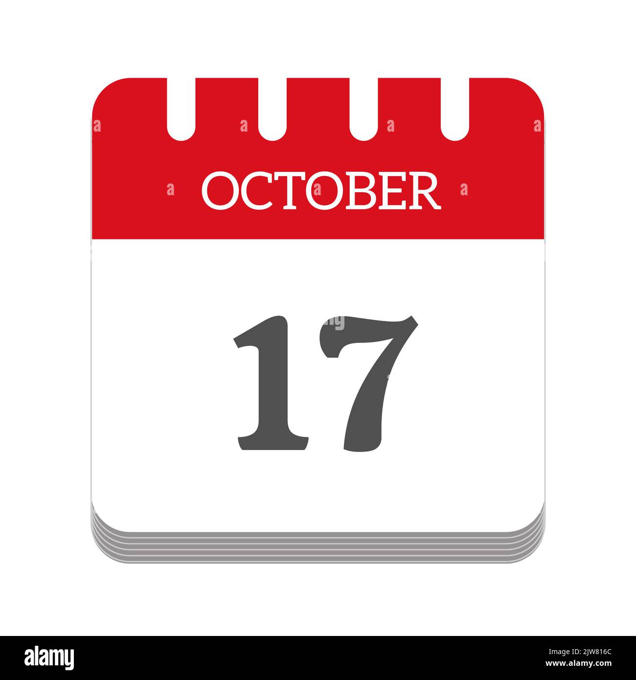 Icône de calendrier 17 octobre Banque D'Images
