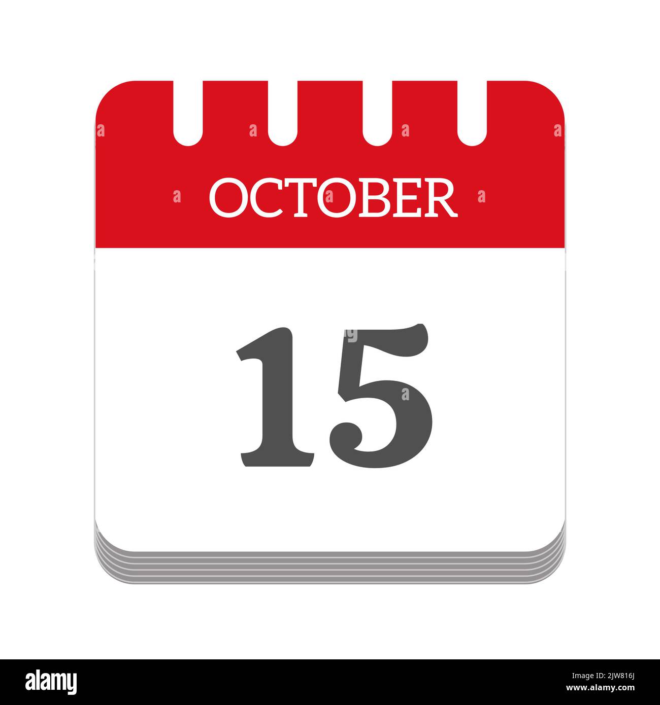 Icône de calendrier 15 octobre Banque D'Images