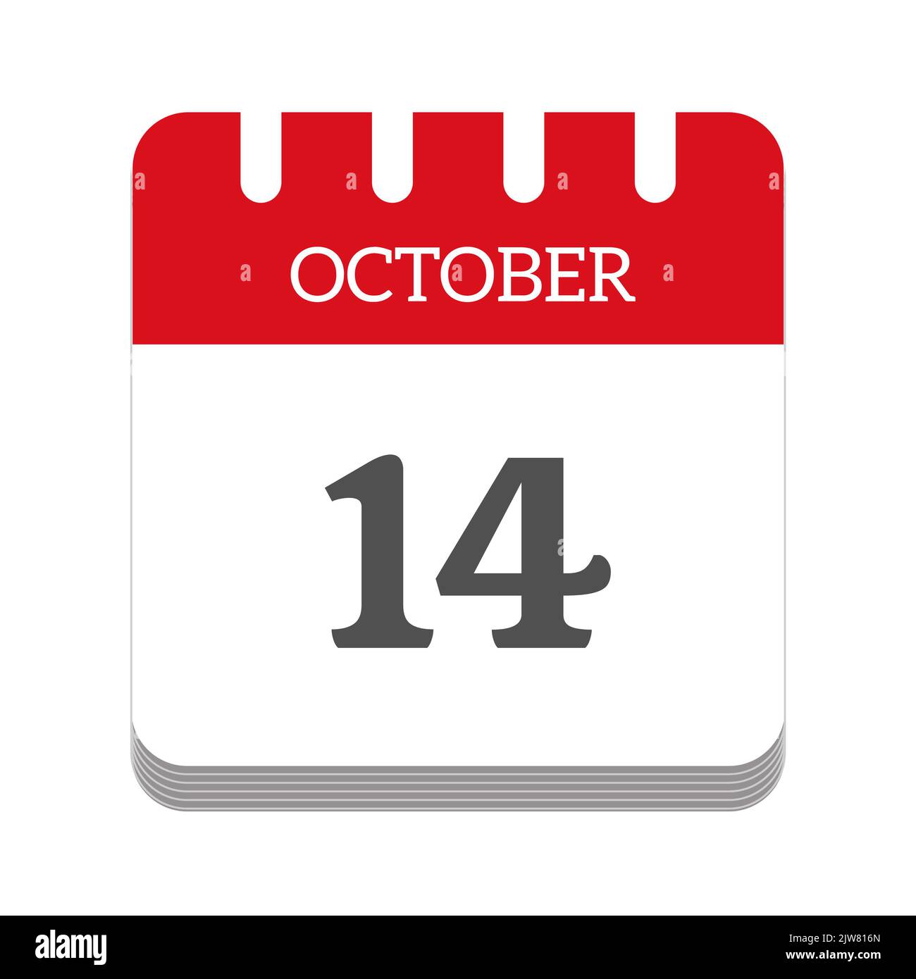 Icône de calendrier 14 octobre Banque D'Images