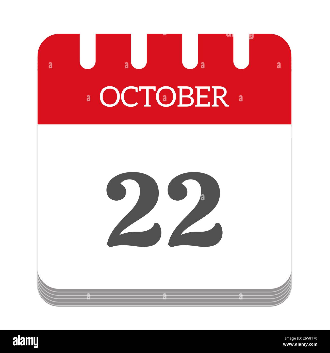 Icône de calendrier 22 octobre Banque D'Images