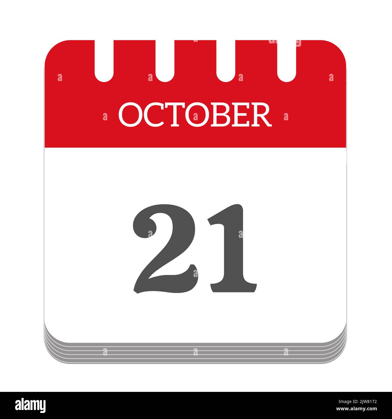Icône de calendrier 21 octobre Banque D'Images