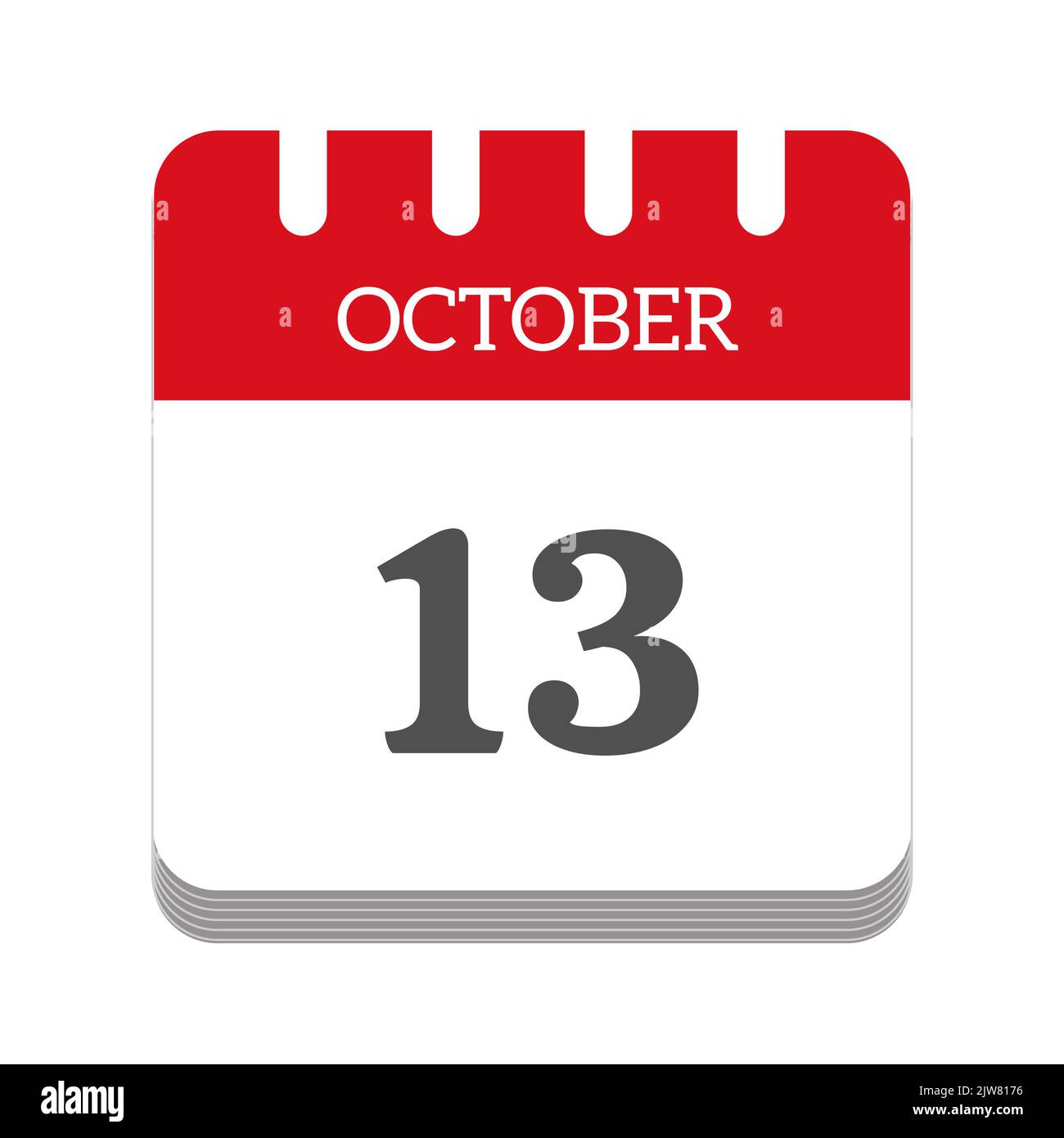 Icône de calendrier 13 octobre Banque D'Images