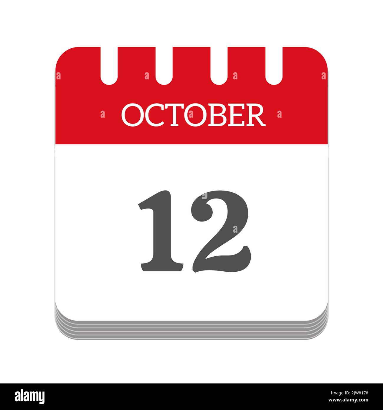 Icône de calendrier 12 octobre Banque D'Images
