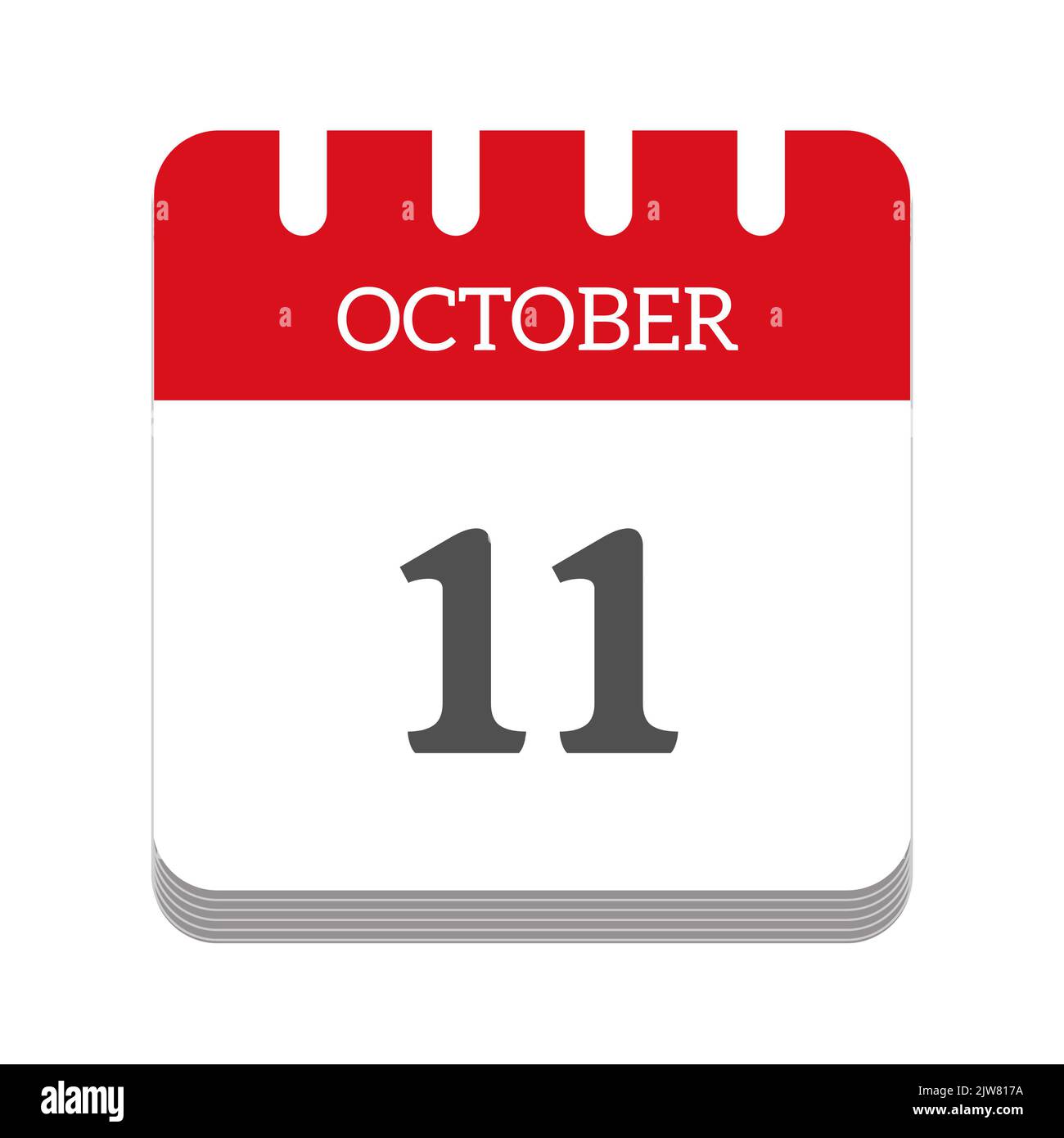 Icône de calendrier 11 octobre Banque D'Images