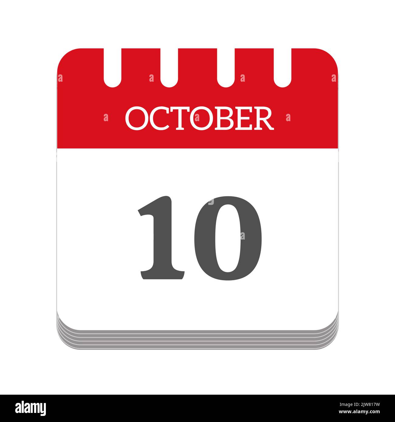 Icône de calendrier 10 octobre Banque D'Images