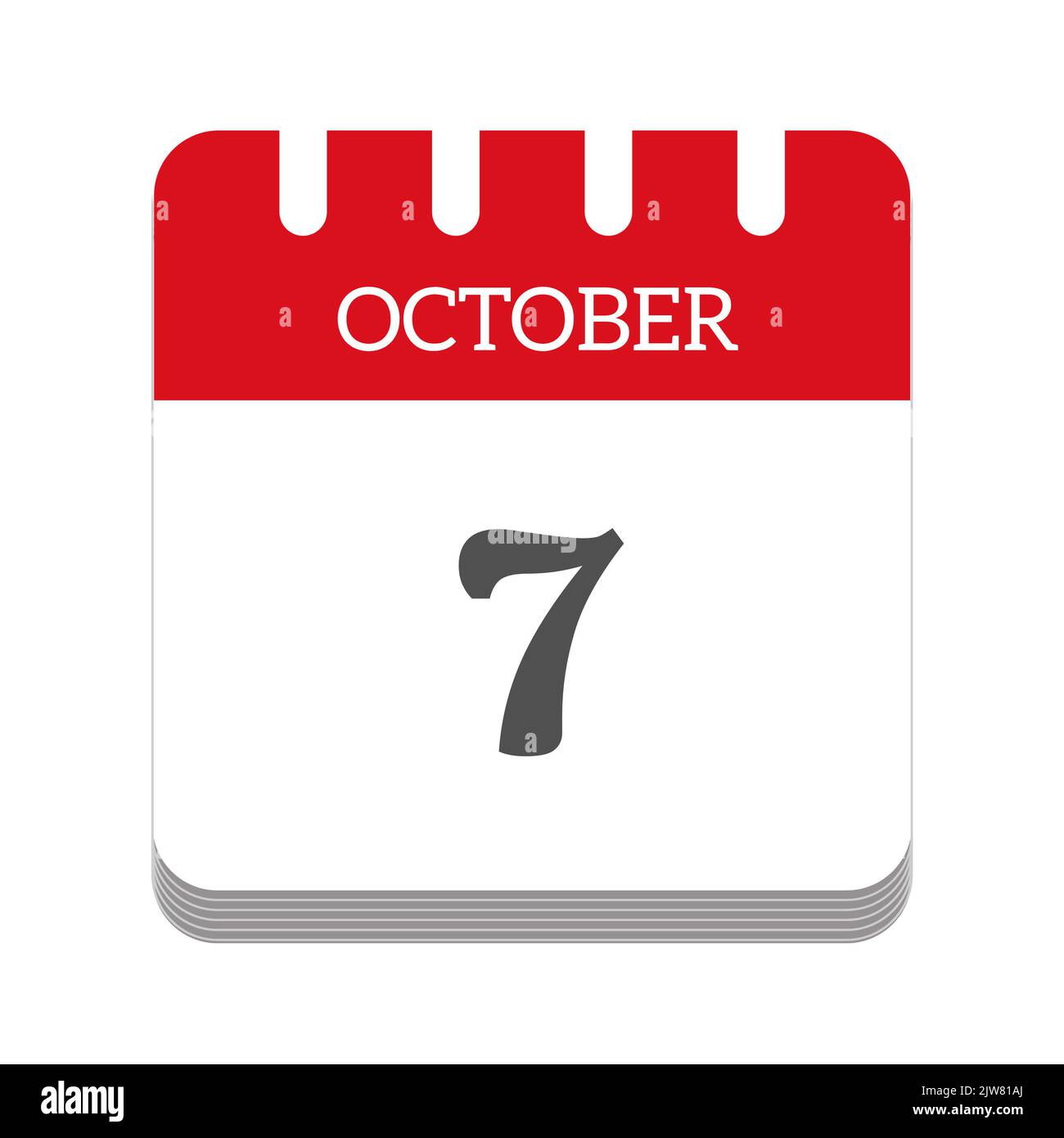 Icône de calendrier 7 octobre Banque D'Images