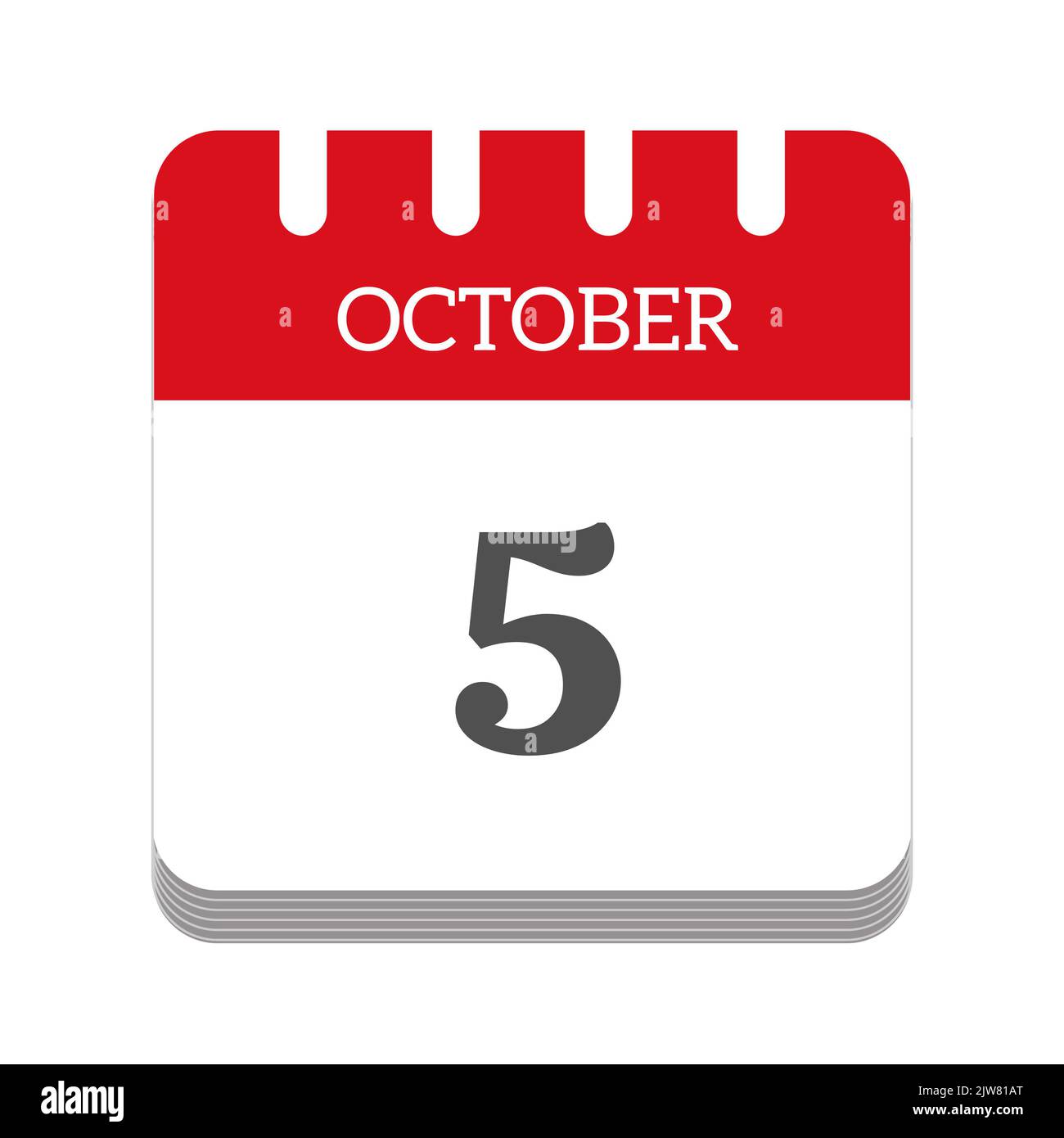 Icône de calendrier 5 octobre Banque D'Images