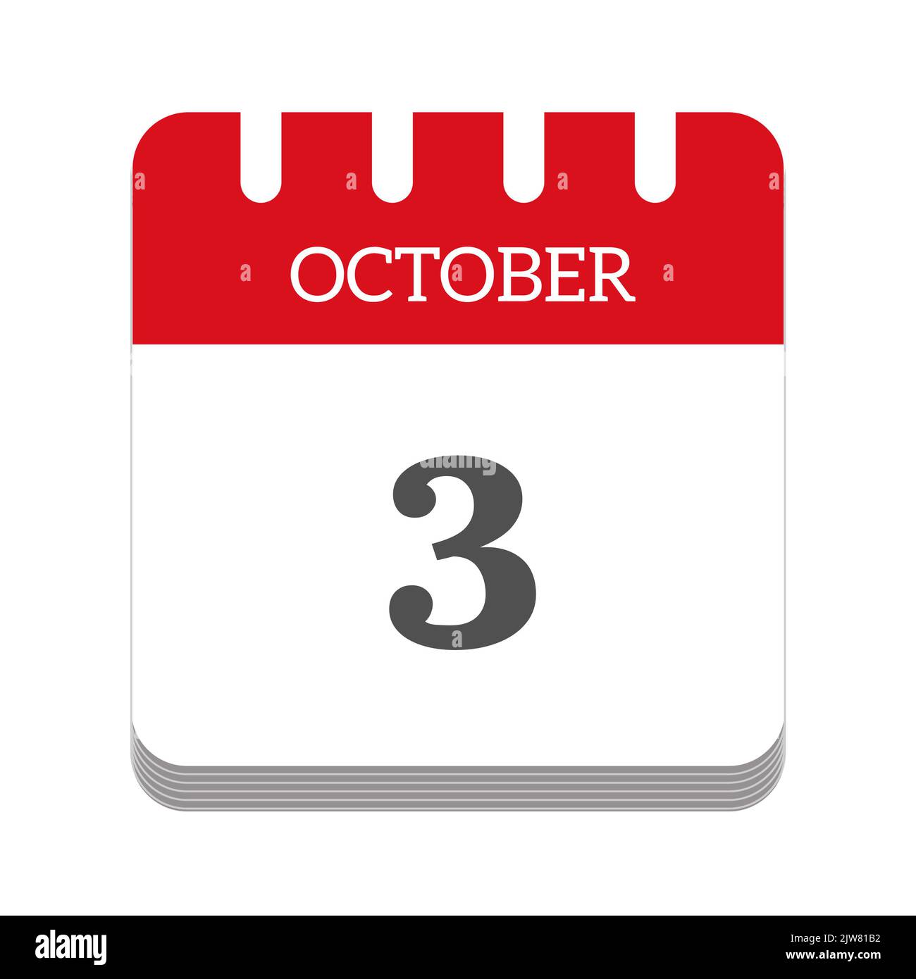 Icône de calendrier 3 octobre Banque D'Images