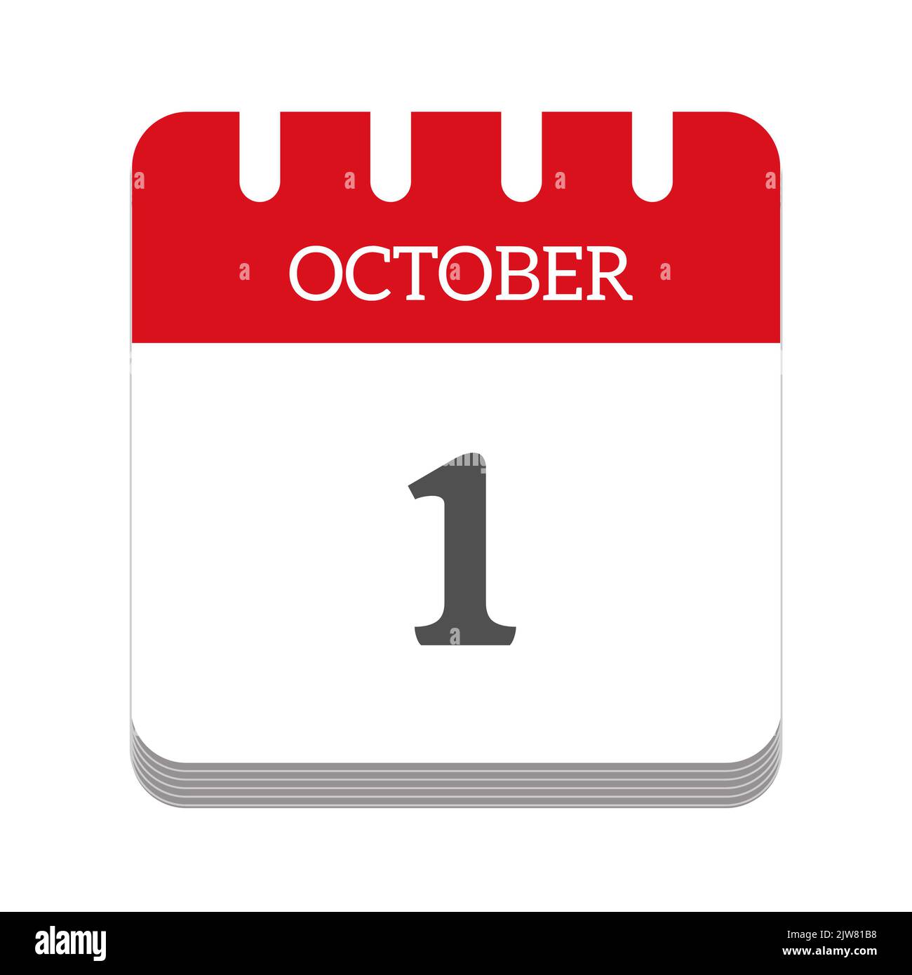 Icône de calendrier 1 octobre Banque D'Images