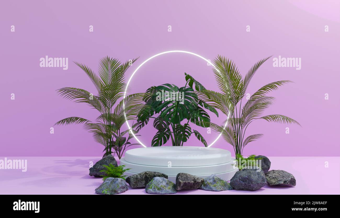 fond rose et podium et maquette pour la présentation de votre produit, rendu de 3d illustrations Banque D'Images