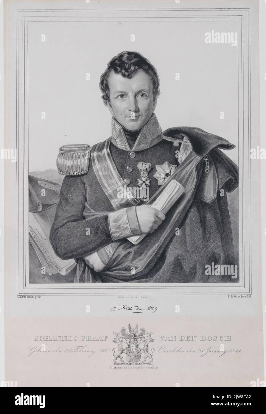 Johannes Graaf van den Bosch / né sur 2 février 1780 mort sur 28 janvier 1844 Banque D'Images