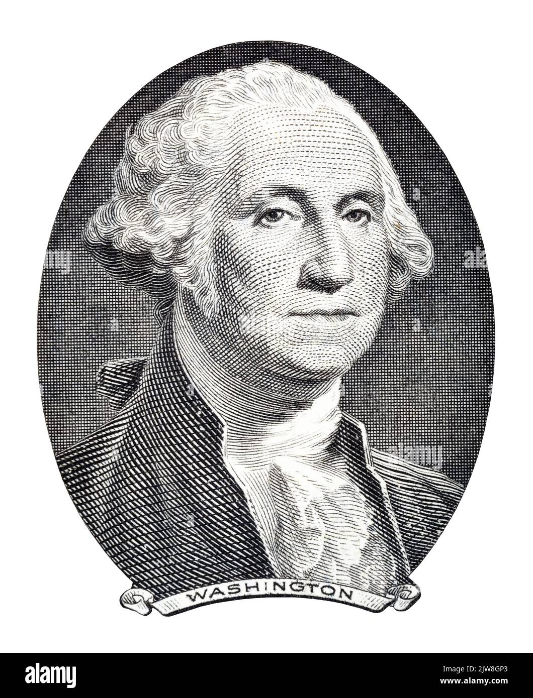 George Washington gros plan. Portrait du président américain. Banque D'Images
