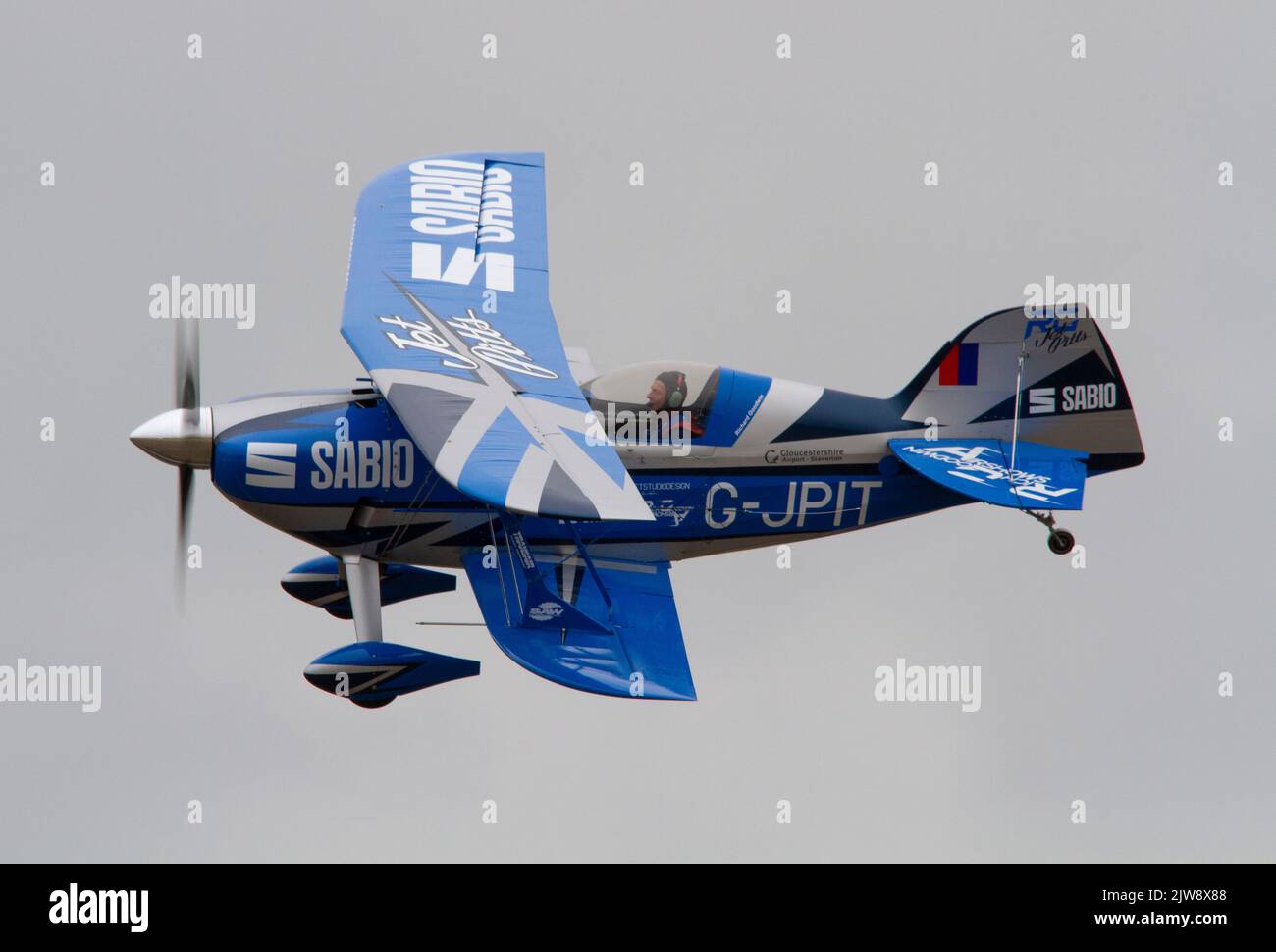 Jet Pitts - muscle Biplane, G-JPIT, en vol au Duxford Summer Airshow 18th juin 2022 Banque D'Images