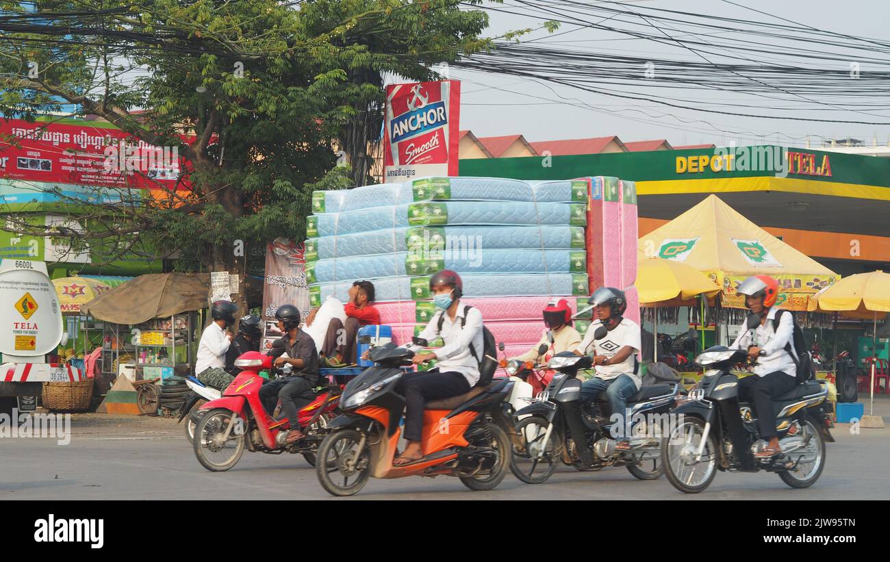 Phnom Penh Cambodge. 1 février 2018. Rue autour du marché russe ou du marché Toul Tom Poung. Images de la nourriture et du style de vie des gens autour du marché russe Banque D'Images