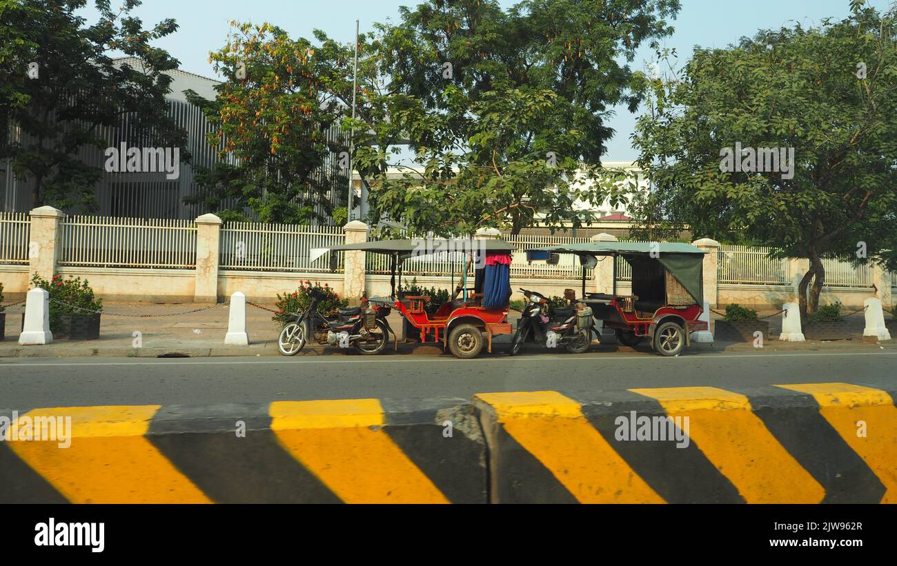 Phnom Penh Cambodge. 1 février 2018. Rue autour du marché russe ou du marché Toul Tom Poung. Images de la nourriture et du style de vie des gens autour du marché russe Banque D'Images