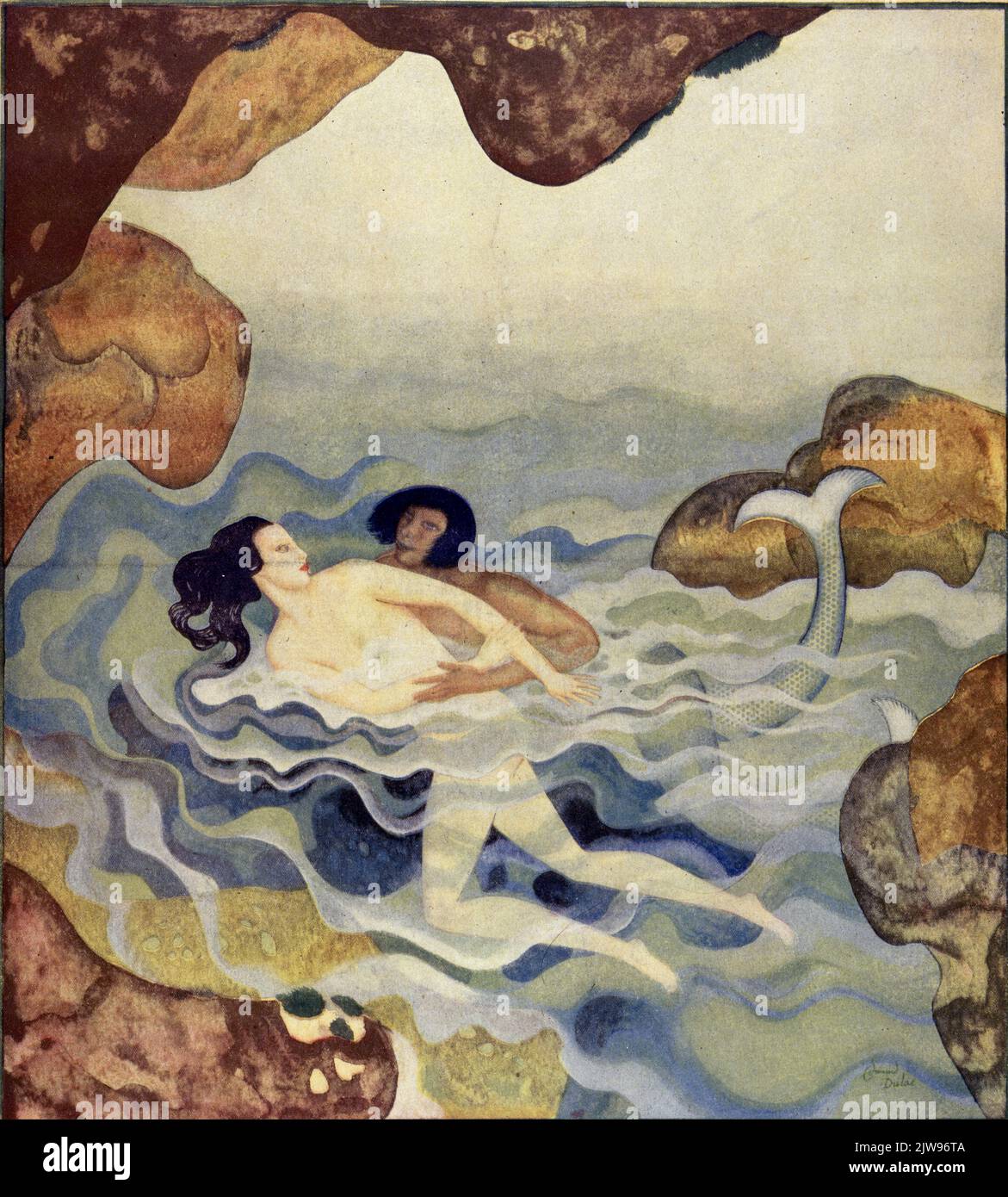 'Glaucus and Scylla' a publié 30 avril,1933 dans le magazine American Weekly Sunday peint par Edmund Dulac pour la série Myths the Ancients croyait Banque D'Images